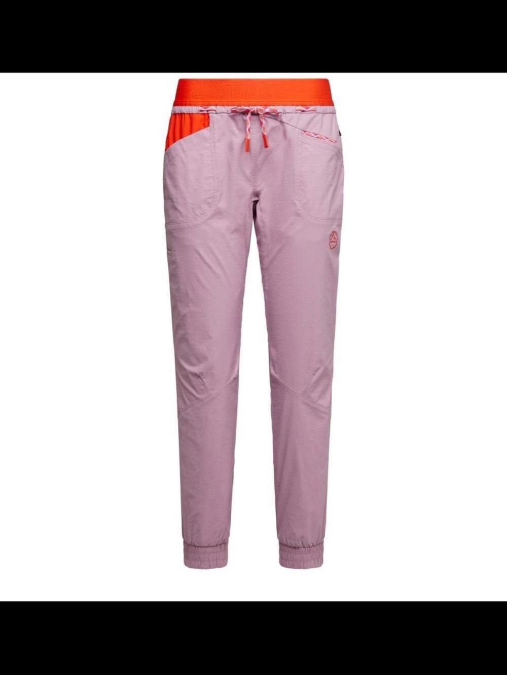 La Sportiva Pink Mantra Climbing Pants with Orange Waistband